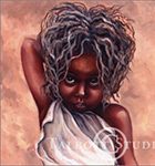 Portrait of Priddy, original oil painting of a small African girl by Eugenia Talbott