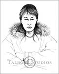 Portrait of Robert, original graphite drawing of an Inuit Boy from Churchill, Manitoba, Canada by Eugenia Talbott