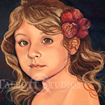 Portrait of Isabela, oil painting of a little girl by Eugenia Talbott
