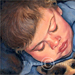Portrait of Thomas, oil painting of a little boy sleeping in oil by Eugenia Talbott