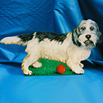 Free standing painting of a Basset Griffon dog, painted on wood